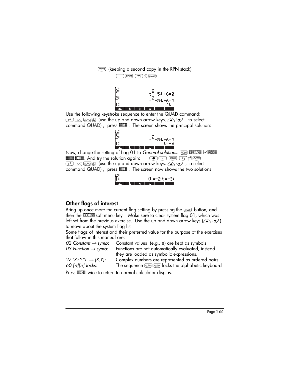Other flags of interest, Other flags of interest ,2-66 | HP 50g Graphing Calculator User Manual | Page 126 / 887