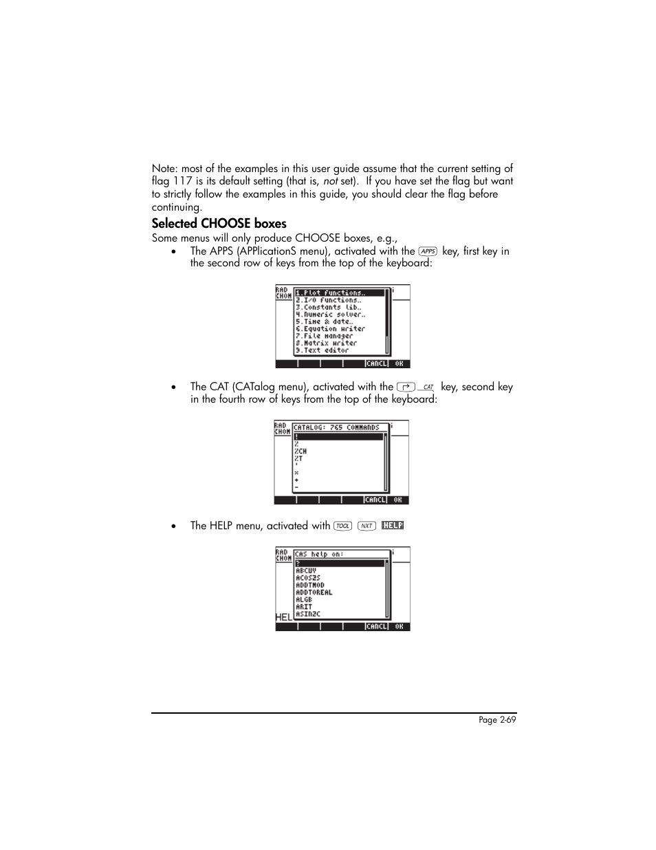 Selected choose boxes, Selected choose boxes ,2-69 | HP 50g Graphing Calculator User Manual | Page 129 / 887
