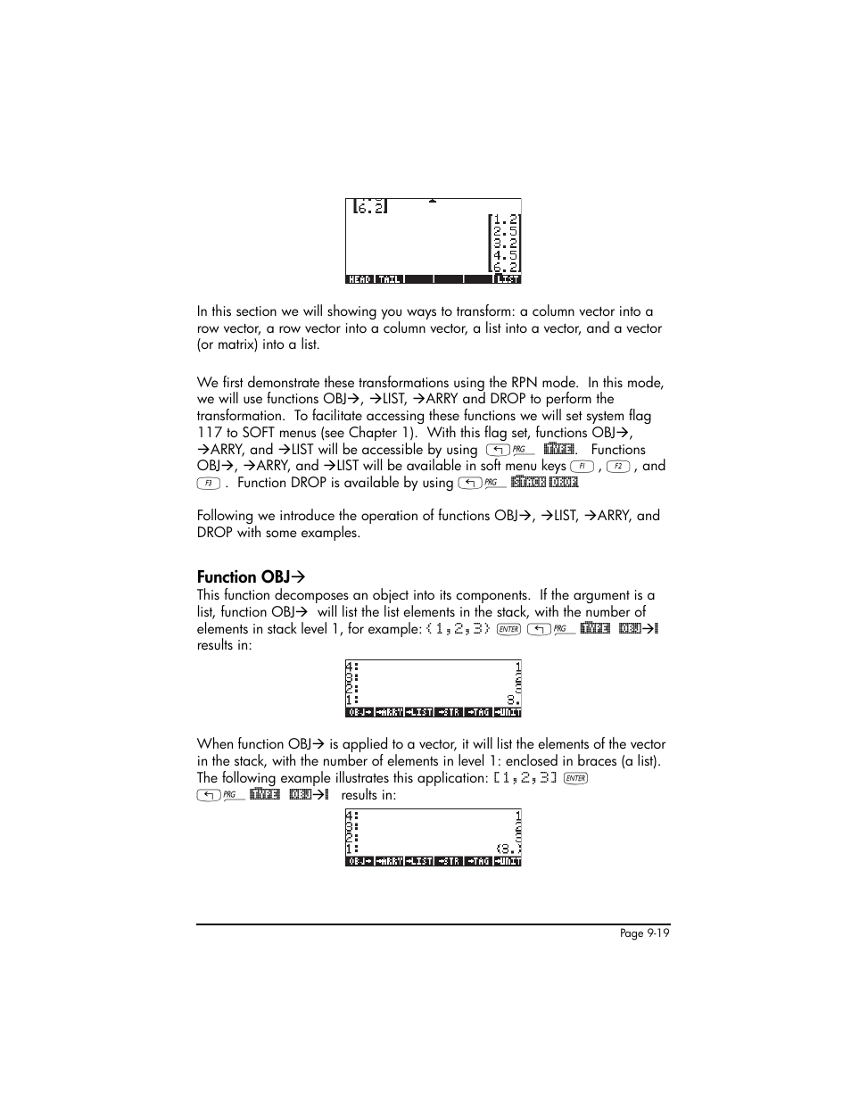 Function obj, Function obj ,9-19 | HP 50g Graphing Calculator User Manual | Page 296 / 887