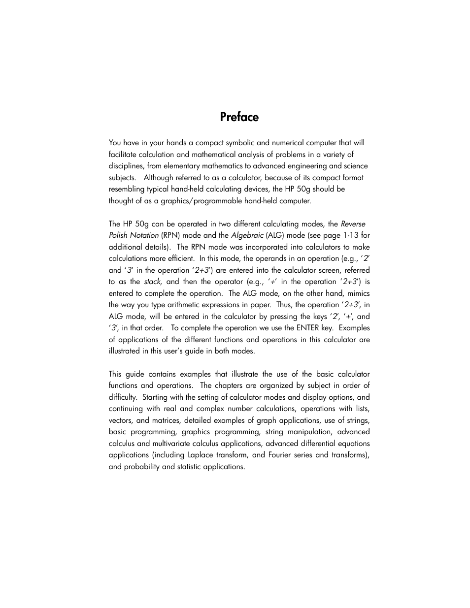 Preface | HP 50g Graphing Calculator User Manual | Page 3 / 887