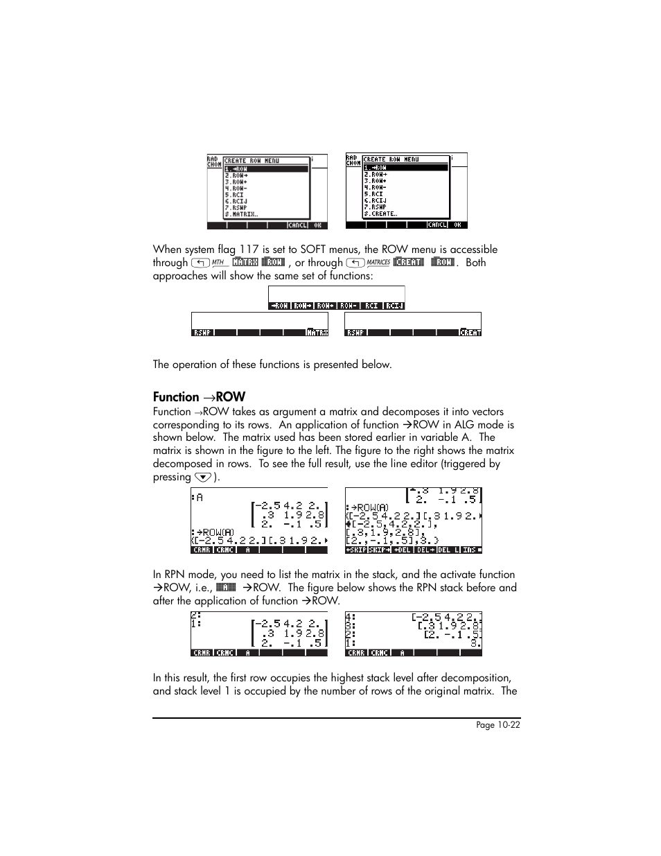 Function ærow, Function row ,10-22 | HP 50g Graphing Calculator User Manual | Page 323 / 887