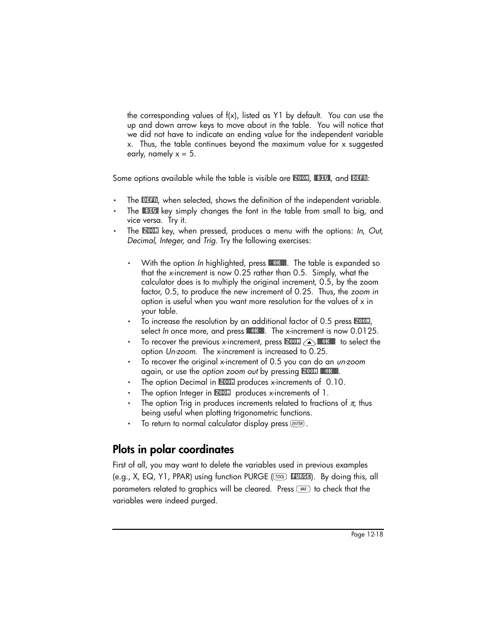 Plots in polar coordinates, Plots in polar coordinates ,12-18 | HP 50g Graphing Calculator User Manual | Page 401 / 887