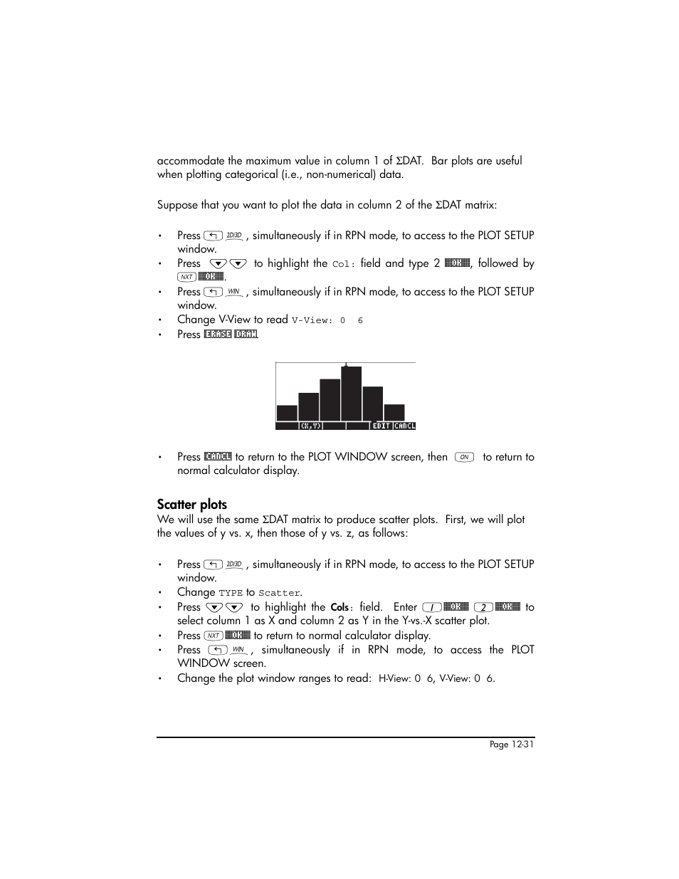 Scatter plots, Scatter plots ,12-31 | HP 50g Graphing Calculator User Manual | Page 414 / 887