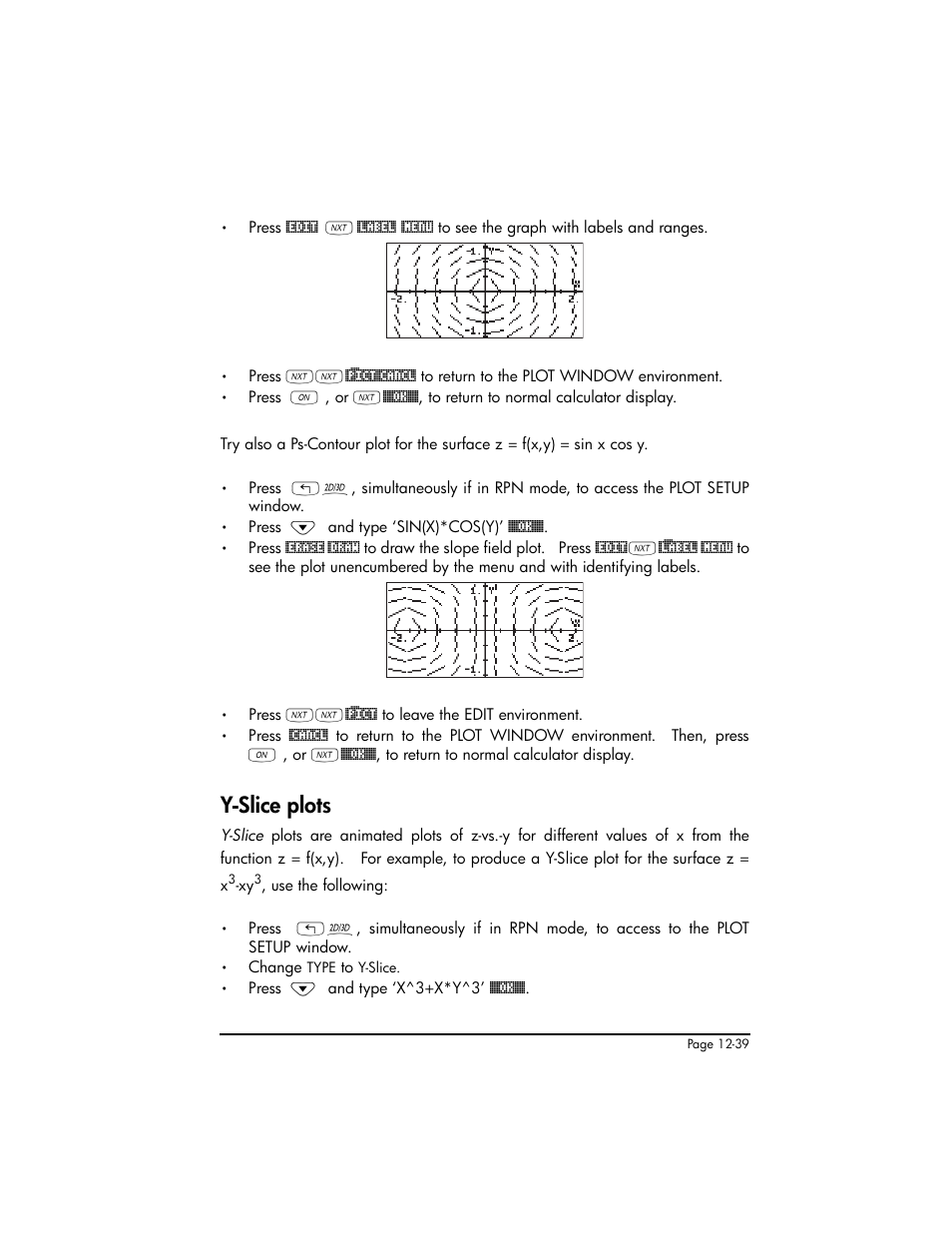 Y-slice plots, Y-slice plots ,12-39 | HP 50g Graphing Calculator User Manual | Page 422 / 887