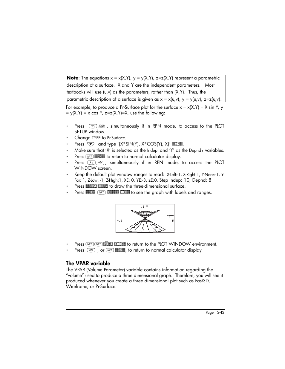 The vpar variable, The vpar variable ,12-42 | HP 50g Graphing Calculator User Manual | Page 425 / 887