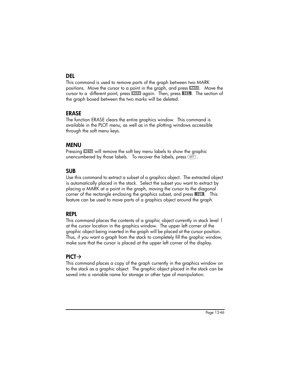 Erase, Menu, Repl | Pict | HP 50g Graphing Calculator User Manual | Page 429 / 887