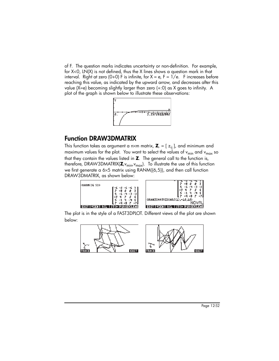 Function draw3dmatrix, Function draw3dmatrix ,12-52 | HP 50g Graphing Calculator User Manual | Page 435 / 887