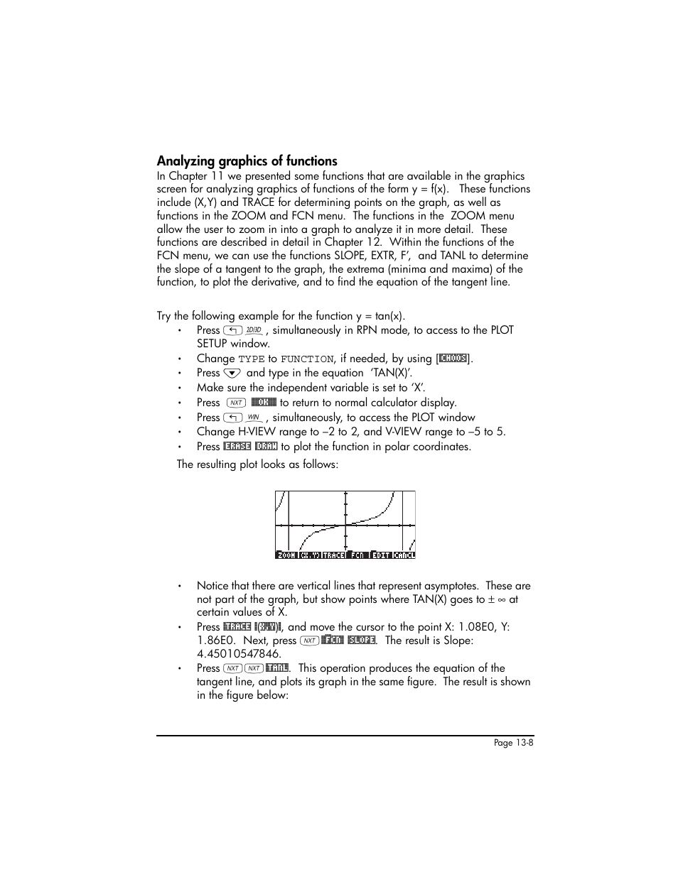 Analyzing graphics of functions, Analyzing graphics of functions ,13-8 | HP 50g Graphing Calculator User Manual | Page 443 / 887
