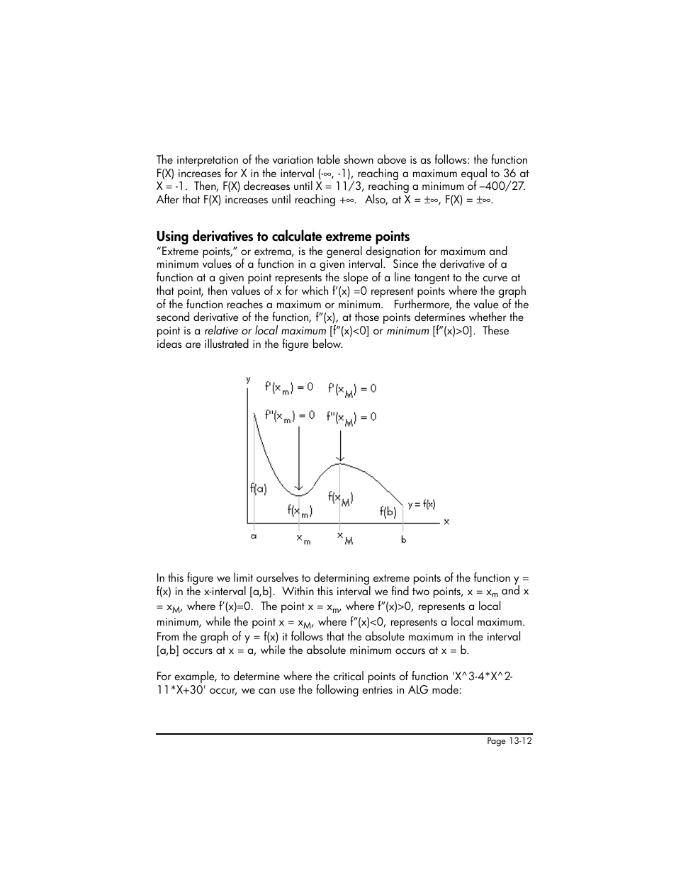 Using derivatives to calculate extreme points | HP 50g Graphing Calculator User Manual | Page 447 / 887