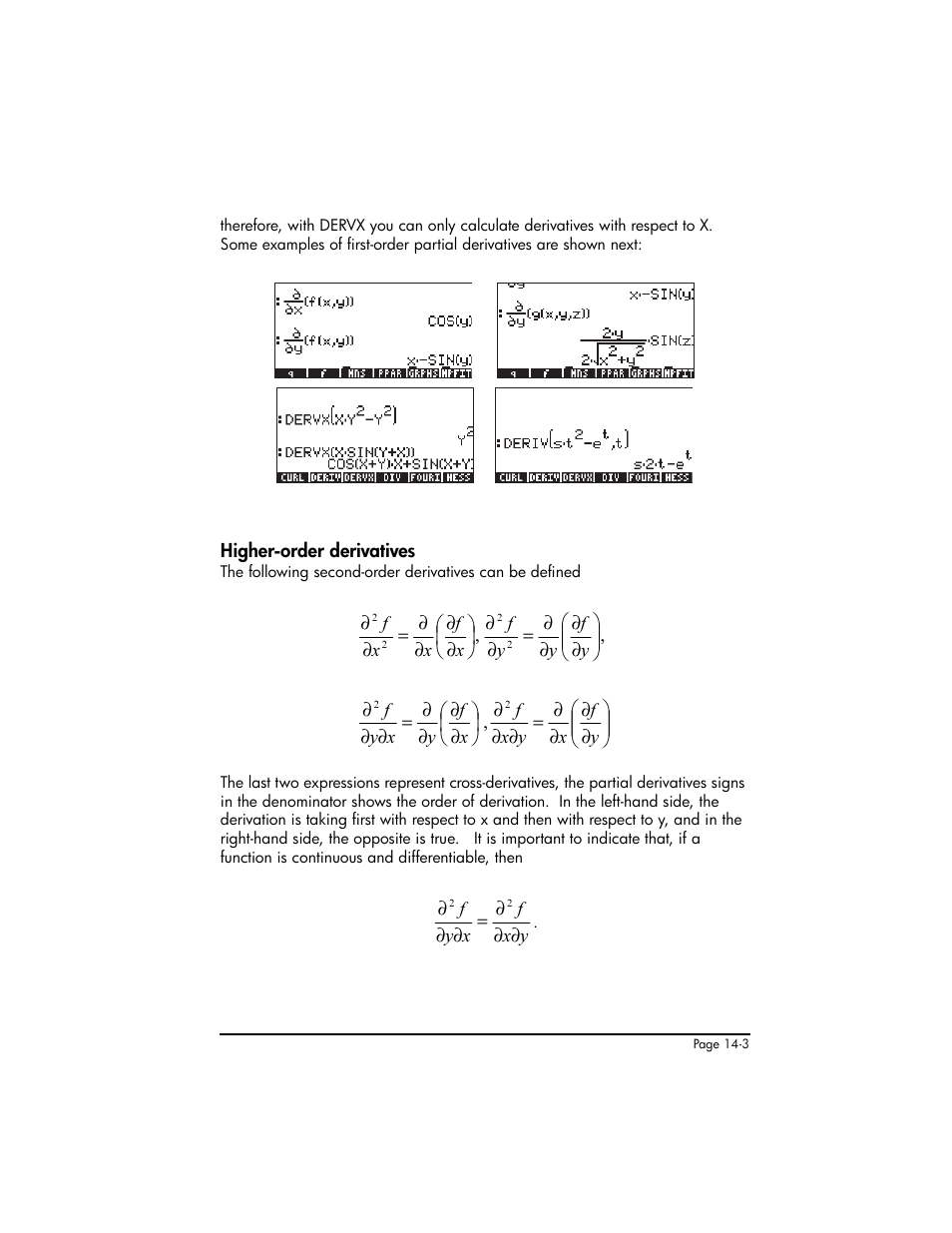 Higher-order derivatives, Higher-order derivatives ,14-3 | HP 50g Graphing Calculator User Manual | Page 463 / 887