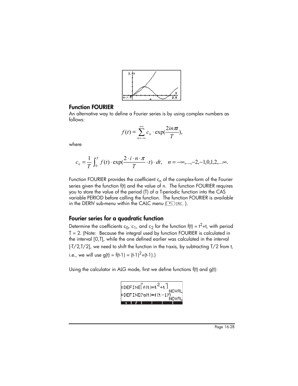 Function fourier, Fourier series for a quadratic function | HP 50g Graphing Calculator User Manual | Page 505 / 887