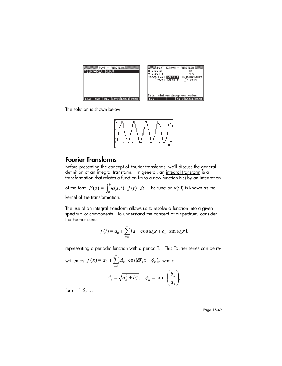 Fourier transforms, Fourier transforms ,16-42 | HP 50g Graphing Calculator User Manual | Page 519 / 887