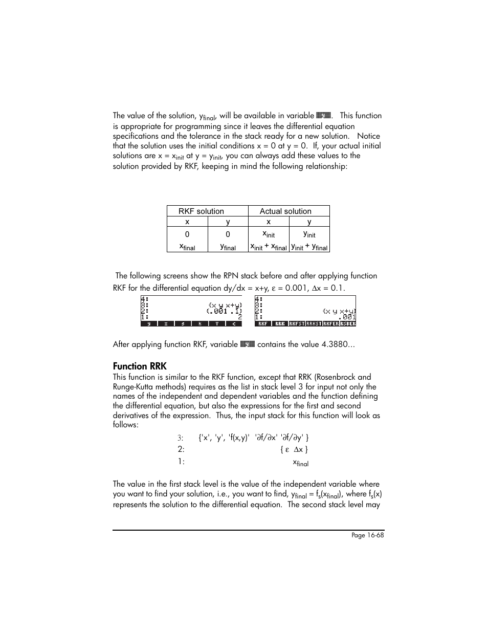 Function rrk, Function rrk ,16-68 | HP 50g Graphing Calculator User Manual | Page 545 / 887
