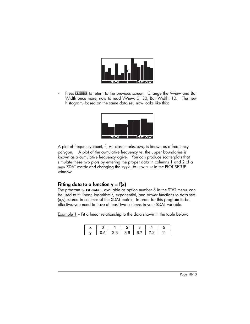 Fitting data to a function y = f(x), Fitting data to a function y = f(x) ,18-10 | HP 50g Graphing Calculator User Manual | Page 577 / 887