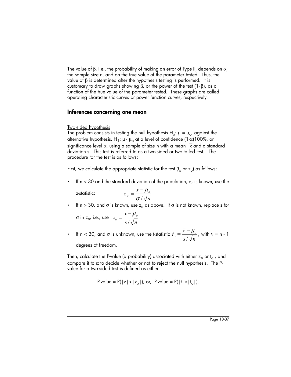 Inferences concerning one mean, Inferences concerning one mean ,18-37 | HP 50g Graphing Calculator User Manual | Page 604 / 887