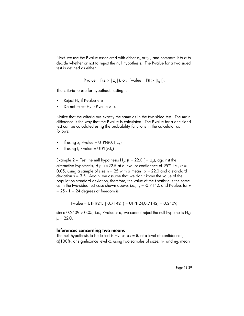 Inferences concerning two means, Inferences concerning two means ,18-39 | HP 50g Graphing Calculator User Manual | Page 606 / 887