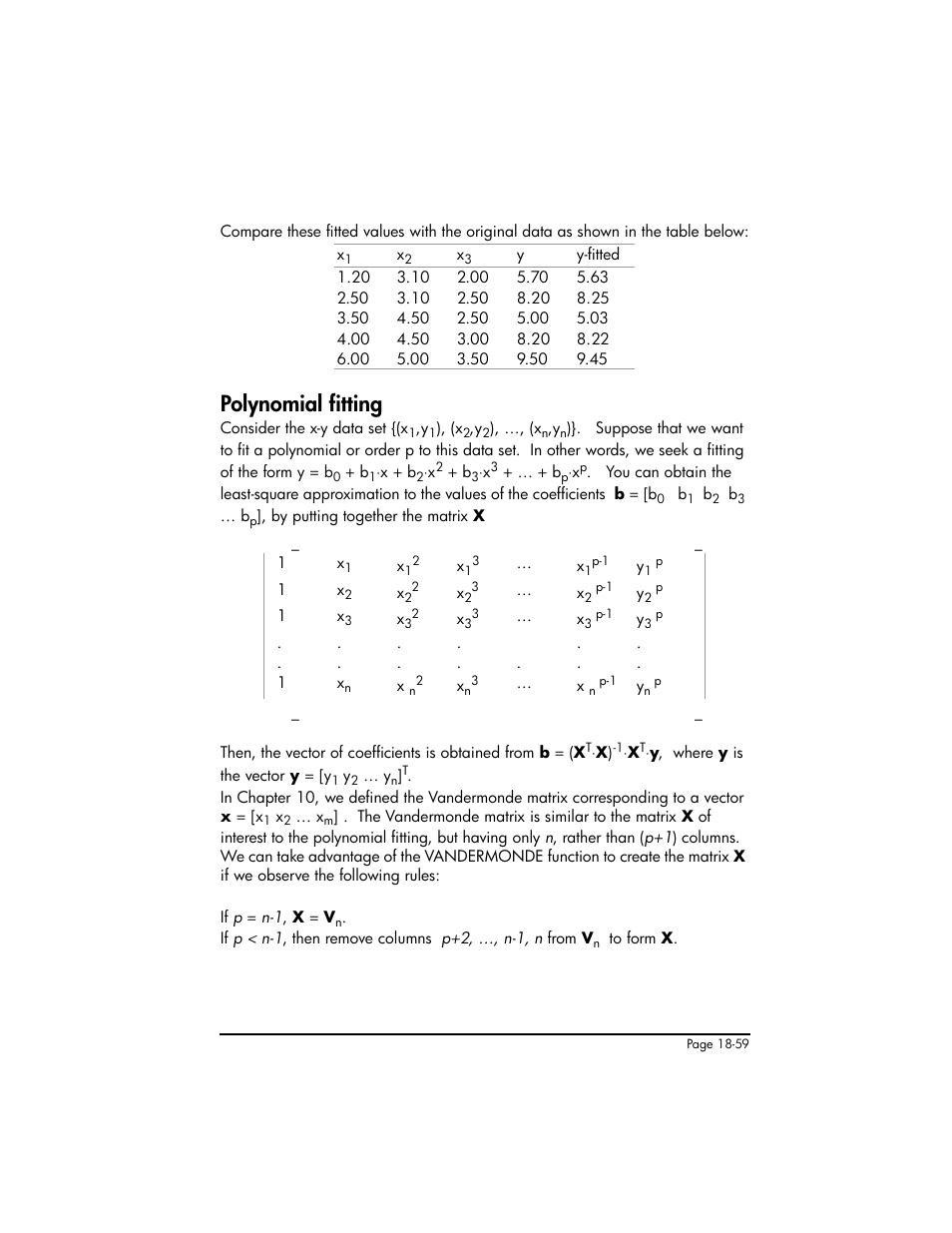 Polynomial fitting, Polynomial fitting ,18-59 | HP 50g Graphing Calculator User Manual | Page 626 / 887