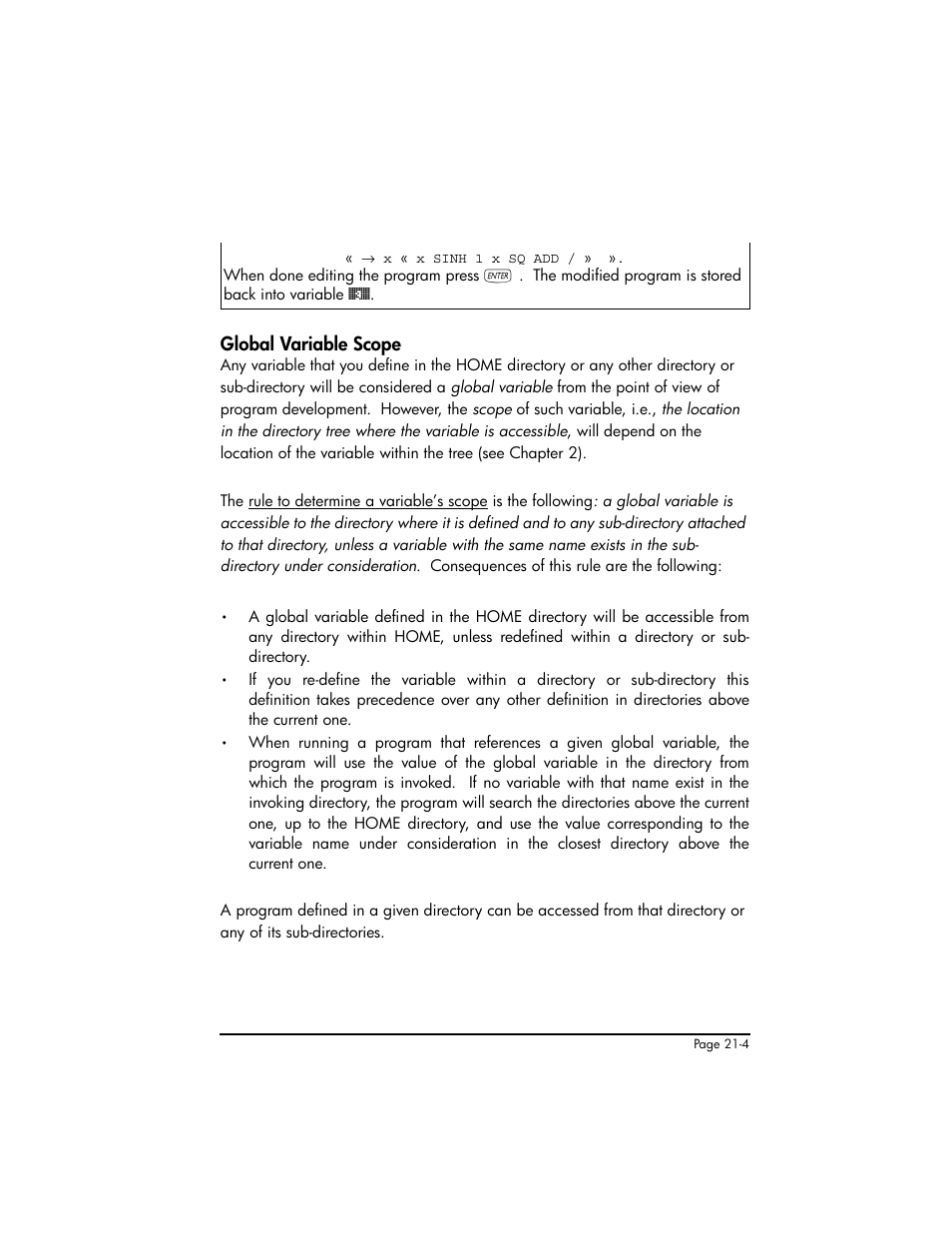 Global variable scope | HP 50g Graphing Calculator User Manual | Page 651 / 887