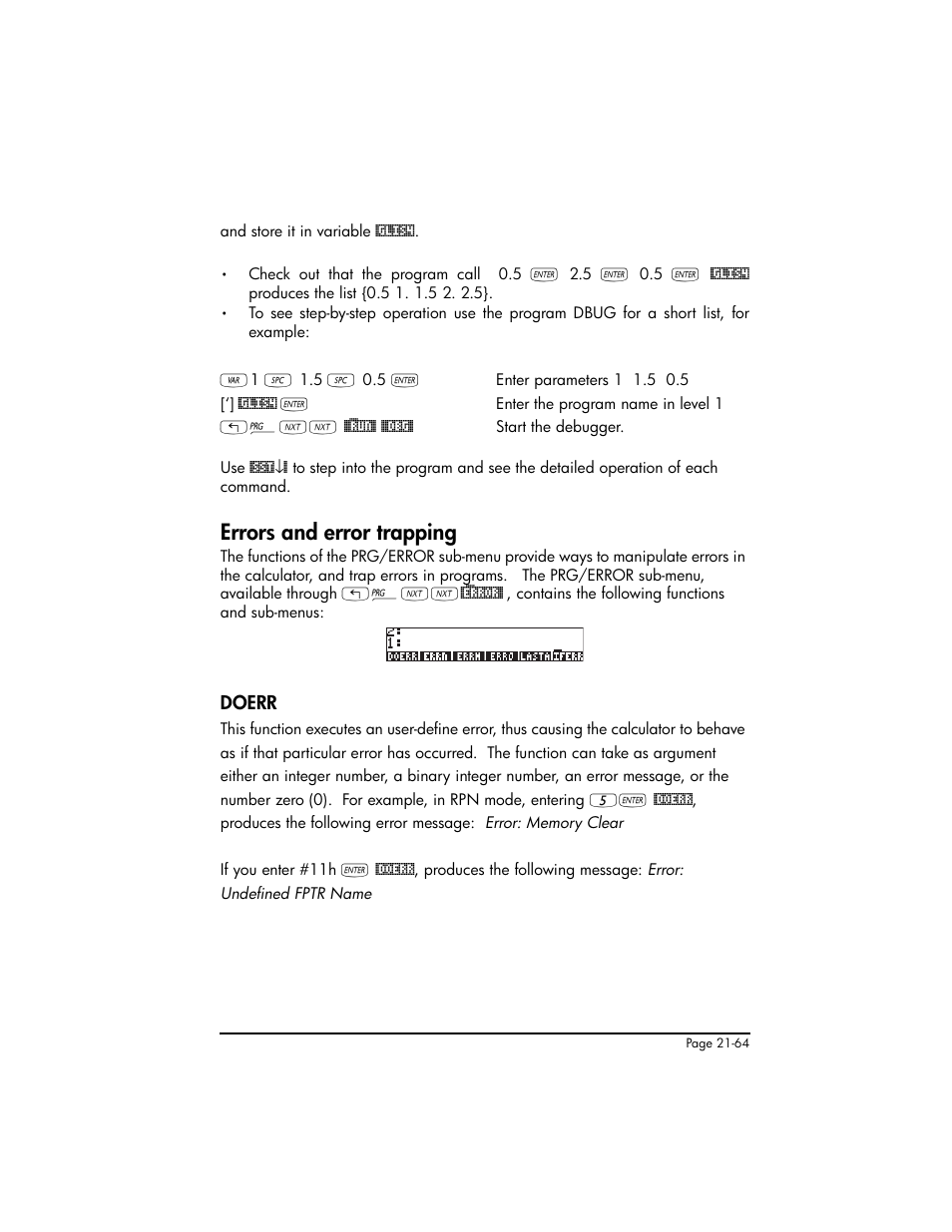 Errors and error trapping, Doerr, Errors and error trapping ,21-64 | Doerr ,21-64 | HP 50g Graphing Calculator User Manual | Page 711 / 887