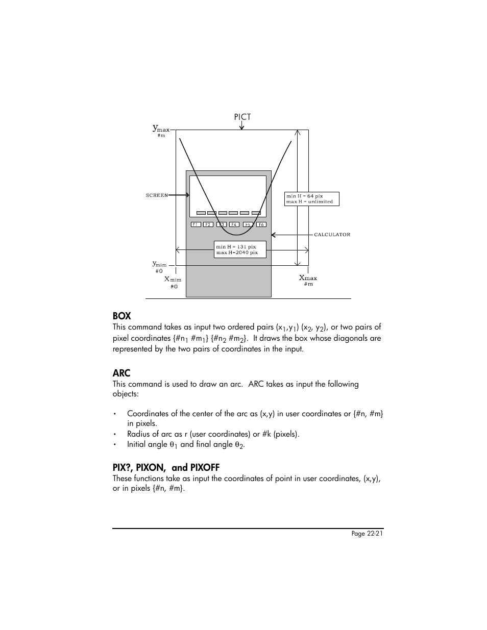 Pix?, pixon, and pixoff | HP 50g Graphing Calculator User Manual | Page 736 / 887
