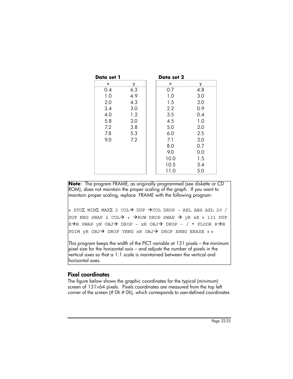 Pixel coordinates, Pixel coordinates ,22-25 | HP 50g Graphing Calculator User Manual | Page 740 / 887