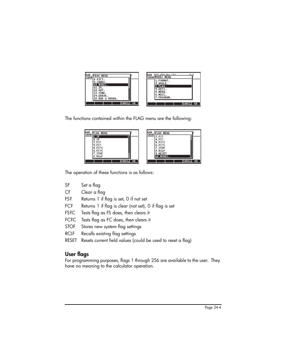 User flags, User flags ,24-4 | HP 50g Graphing Calculator User Manual | Page 764 / 887