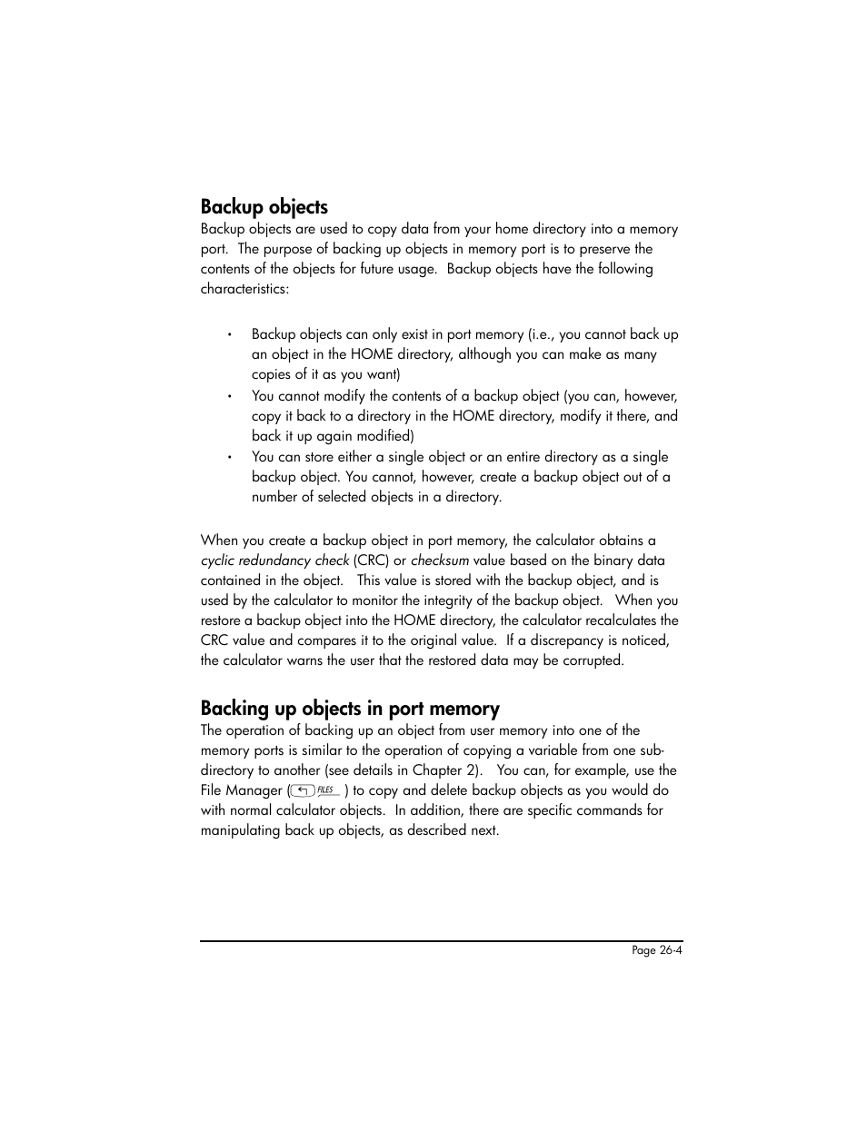Backup objects, Backing up objects in port memory | HP 50g Graphing Calculator User Manual | Page 772 / 887