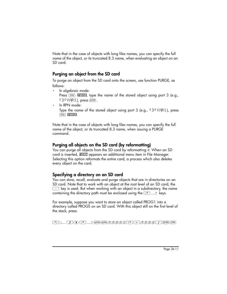 Purging an object from the sd card, Specifying a directory on an sd card | HP 50g Graphing Calculator User Manual | Page 779 / 887