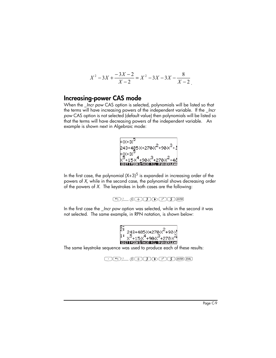 Increasing-power cas mode | HP 50g Graphing Calculator User Manual | Page 820 / 887