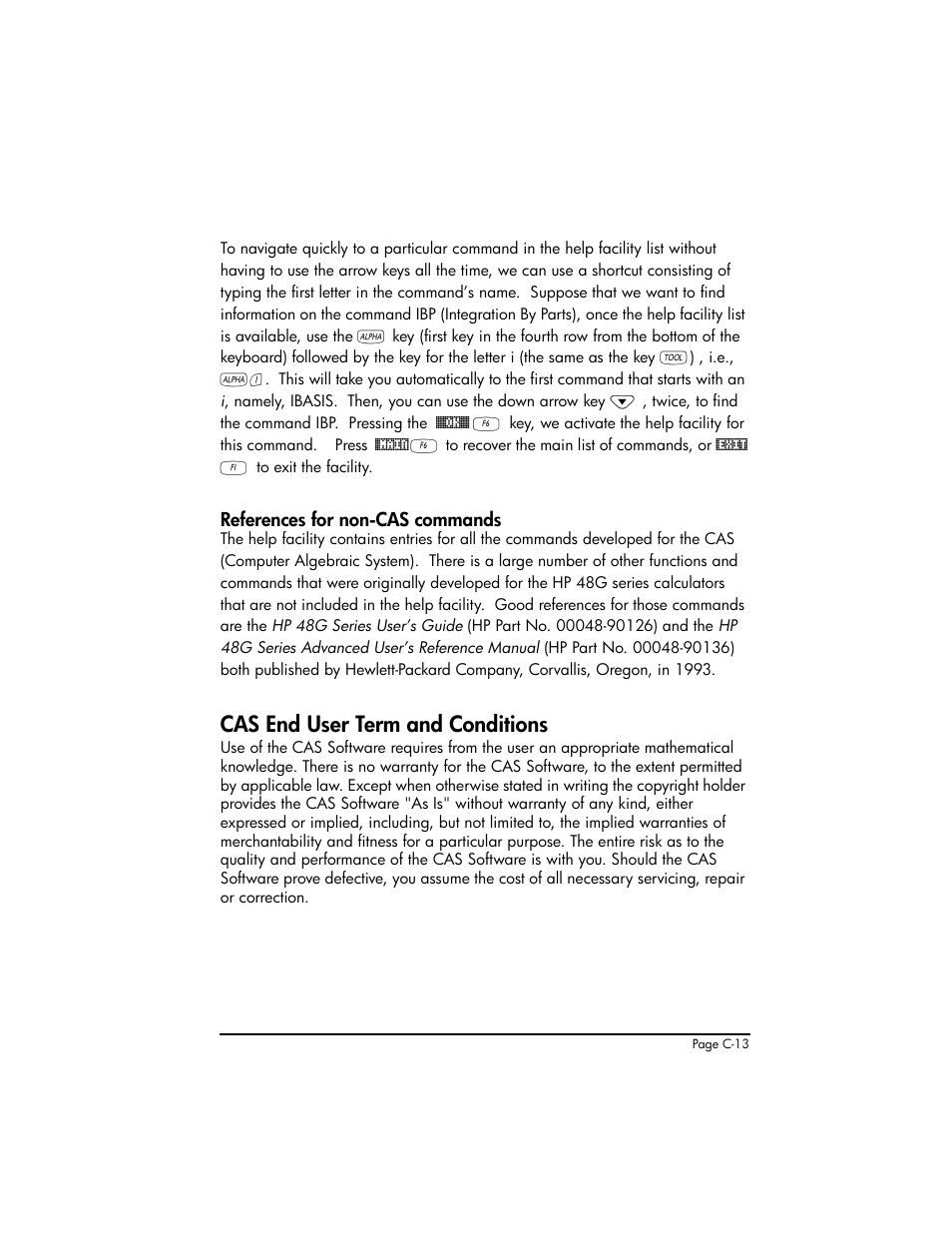 Cas end user term and conditions | HP 50g Graphing Calculator User Manual | Page 824 / 887