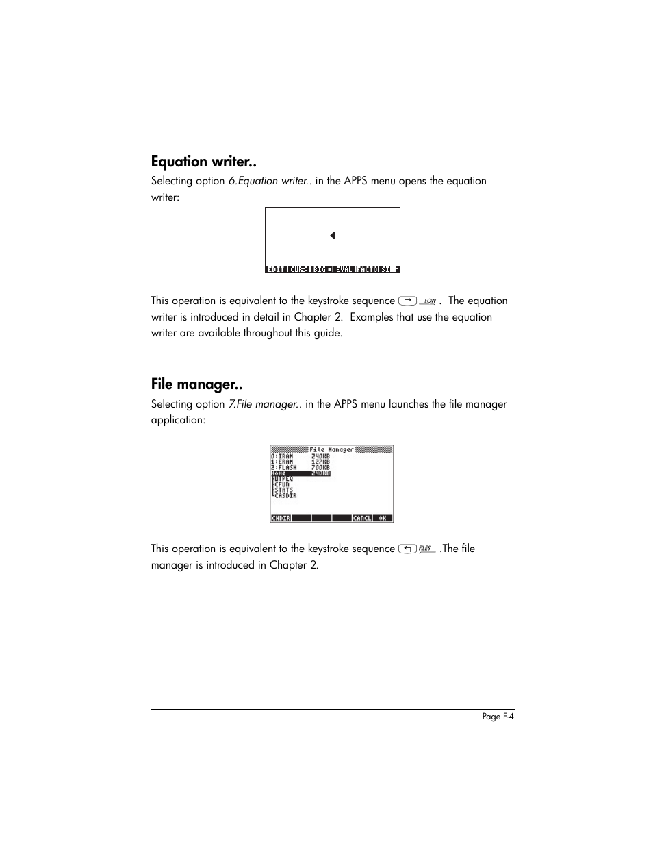 Equation writer, File manager | HP 50g Graphing Calculator User Manual | Page 836 / 887