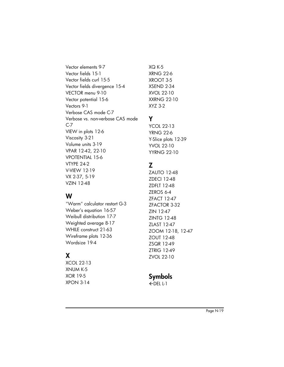 Symbols | HP 50g Graphing Calculator User Manual | Page 880 / 887