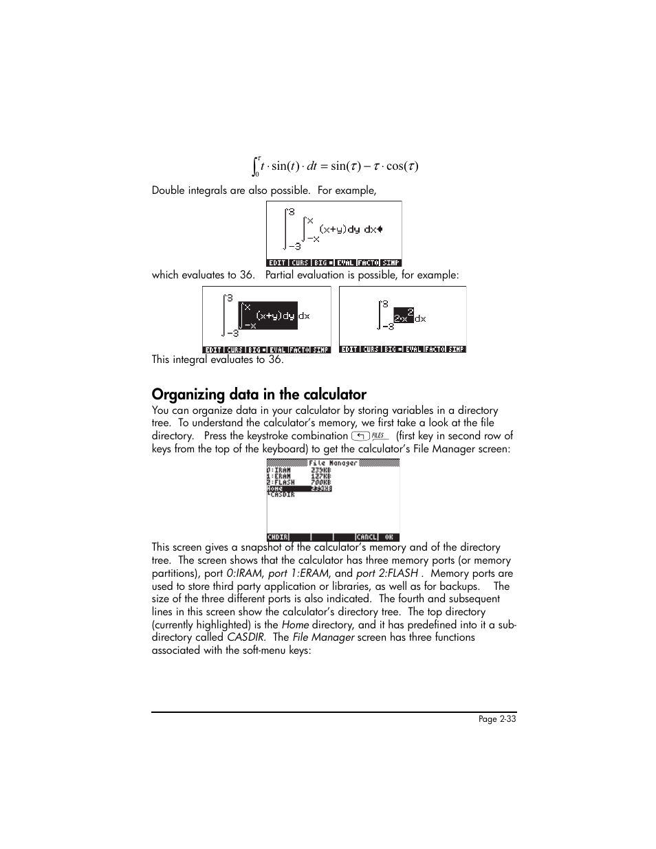 Organizing data in the calculator, Organizing data in the calculator ,2-33 | HP 50g Graphing Calculator User Manual | Page 93 / 887