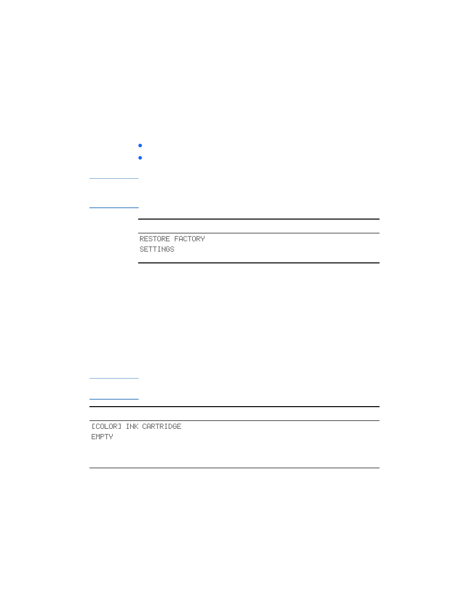 Reset menu, Common printer messages, Reset menu -11 common printer messages -11 | HP Business Inkjet 2600 Printer series User Manual | Page 51 / 142