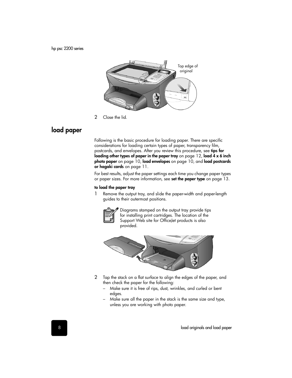 Load paper | HP PSC 2210xi All-in-One Printer User Manual | Page 14 / 96