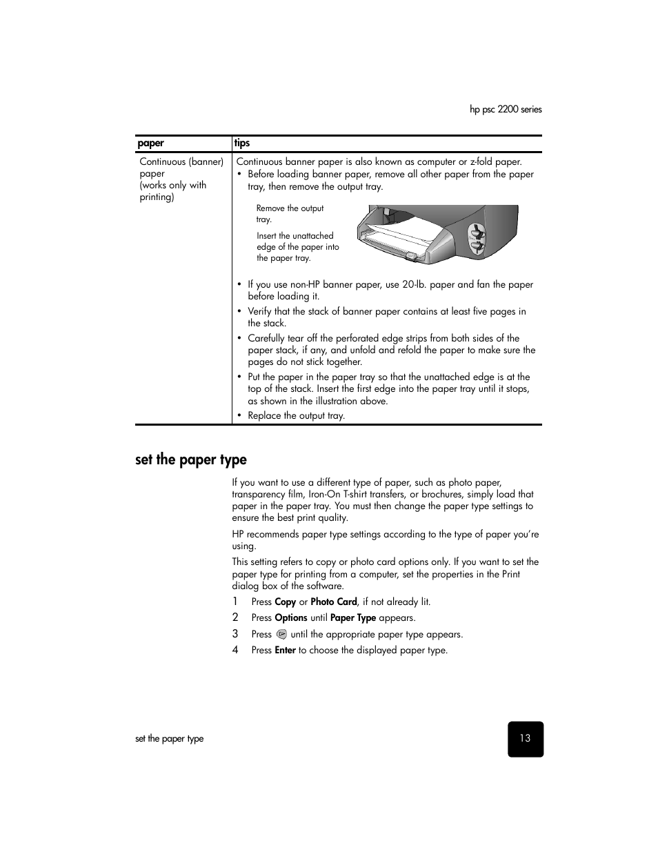 Set the paper type | HP PSC 2210xi All-in-One Printer User Manual | Page 19 / 96