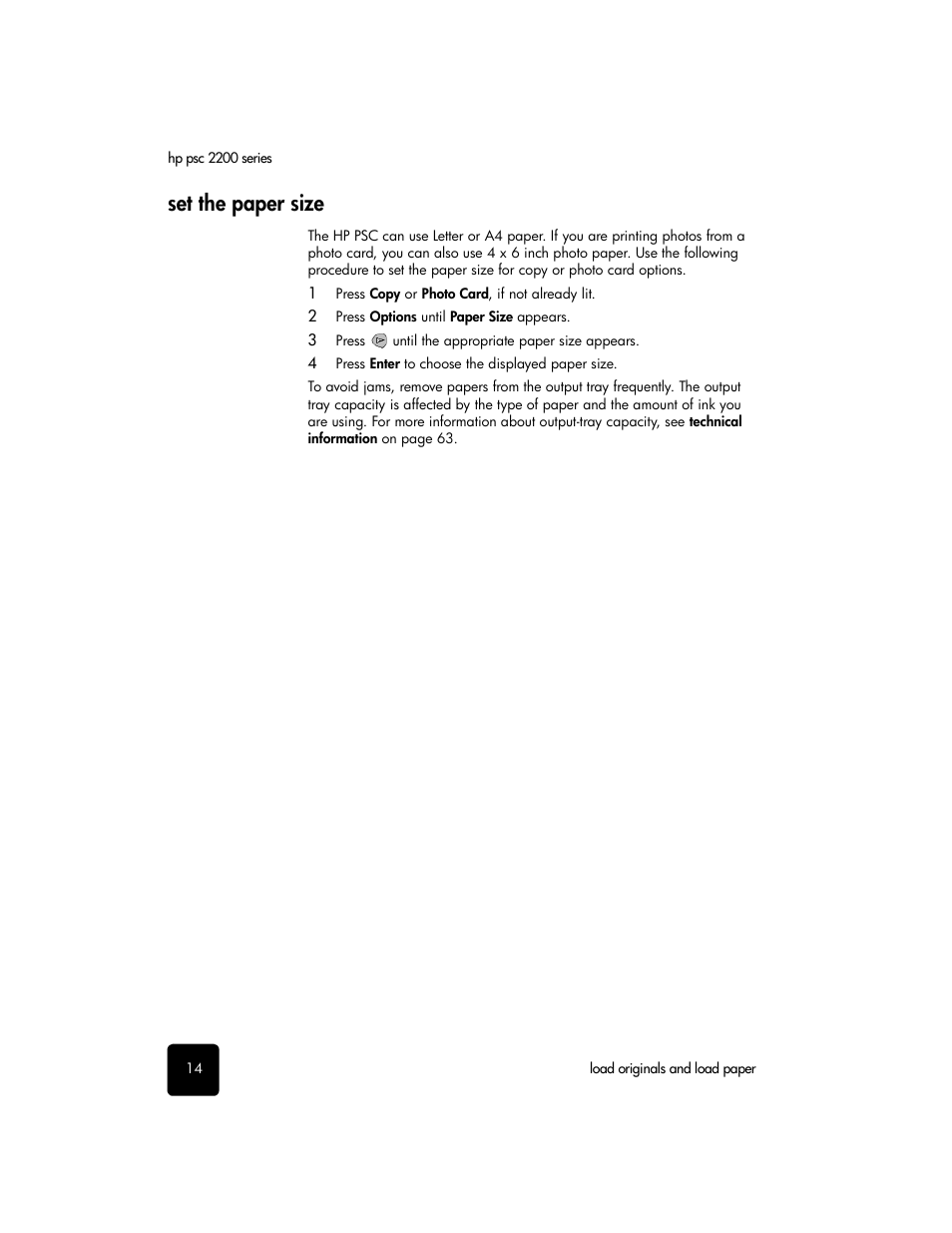 Set the paper size | HP PSC 2210xi All-in-One Printer User Manual | Page 20 / 96