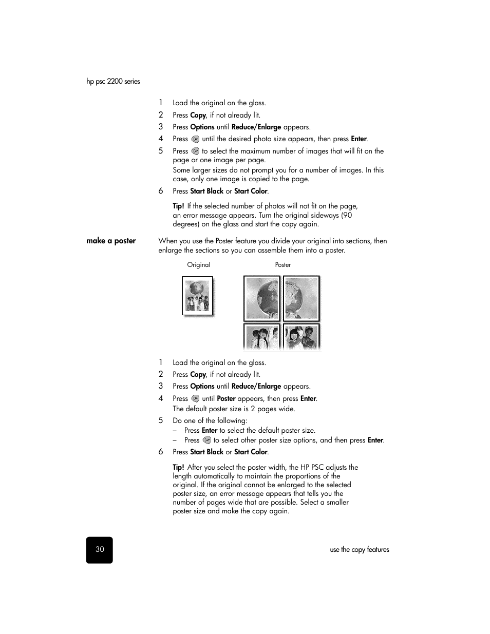 Make a poster | HP PSC 2210xi All-in-One Printer User Manual | Page 36 / 96