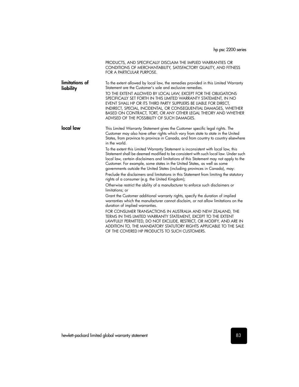 HP PSC 2210xi All-in-One Printer User Manual | Page 89 / 96