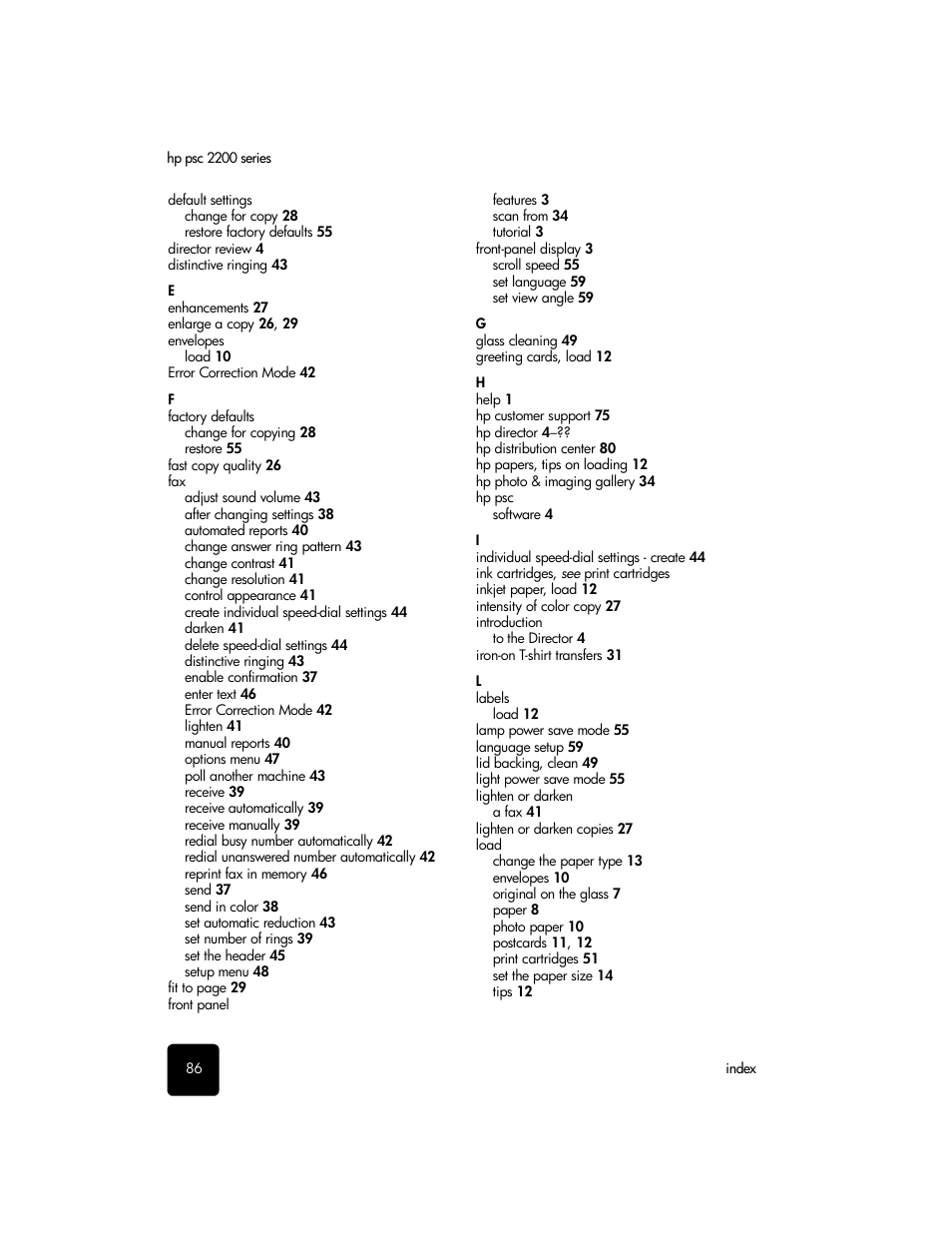 HP PSC 2210xi All-in-One Printer User Manual | Page 92 / 96