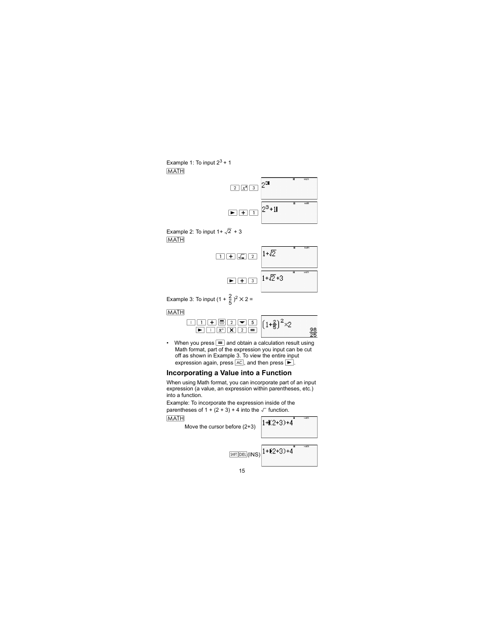 Incorporating a value into a function | HP 300s Scientific Calculator User Manual | Page 21 / 95