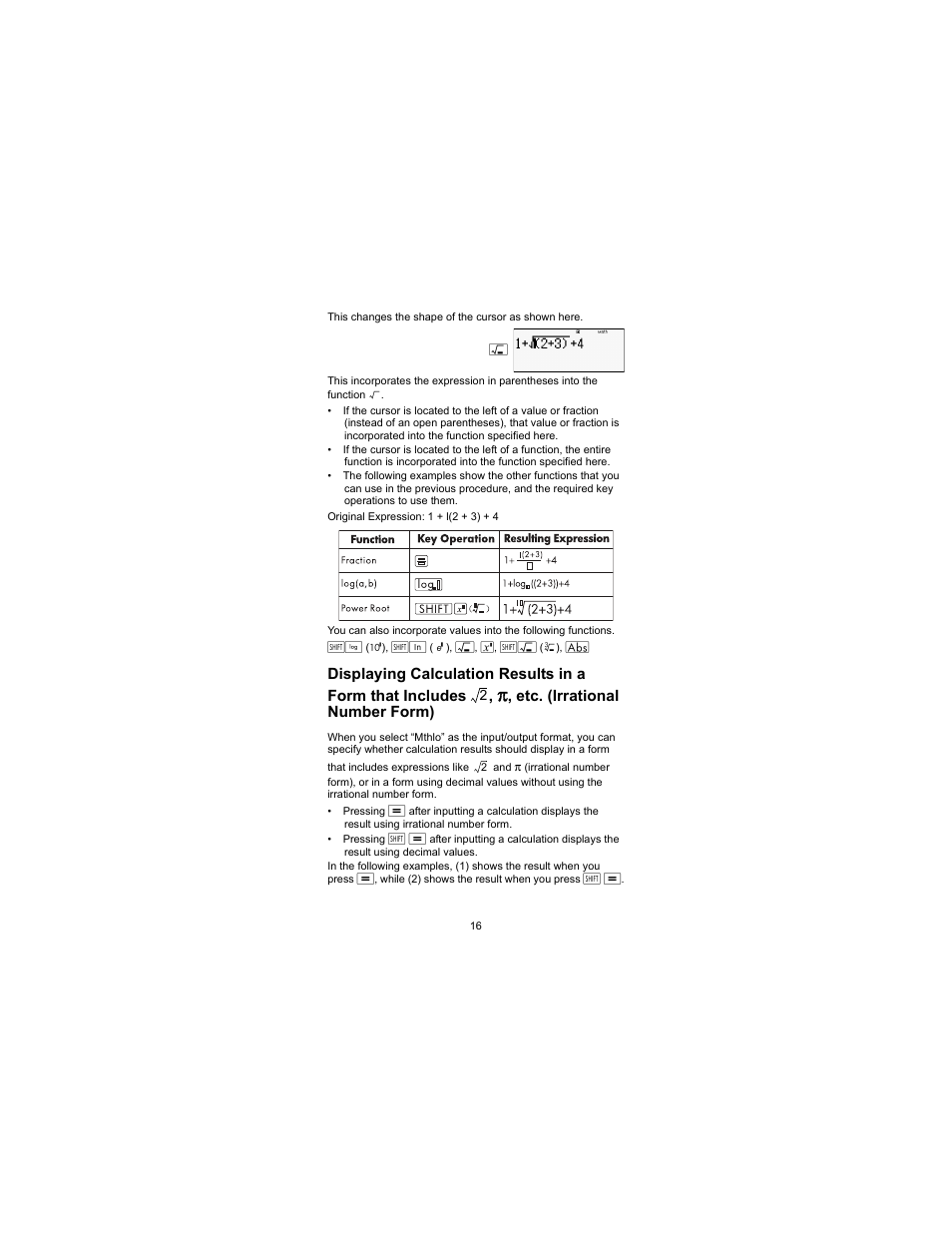 Etc. (irrational number form) | HP 300s Scientific Calculator User Manual | Page 22 / 95