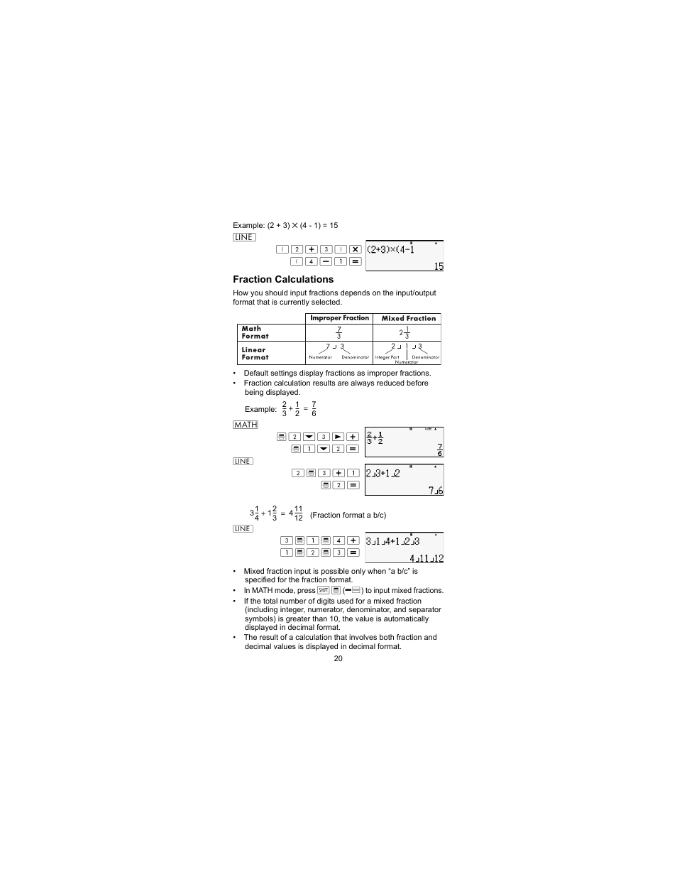 Fraction calculations | HP 300s Scientific Calculator User Manual | Page 26 / 95