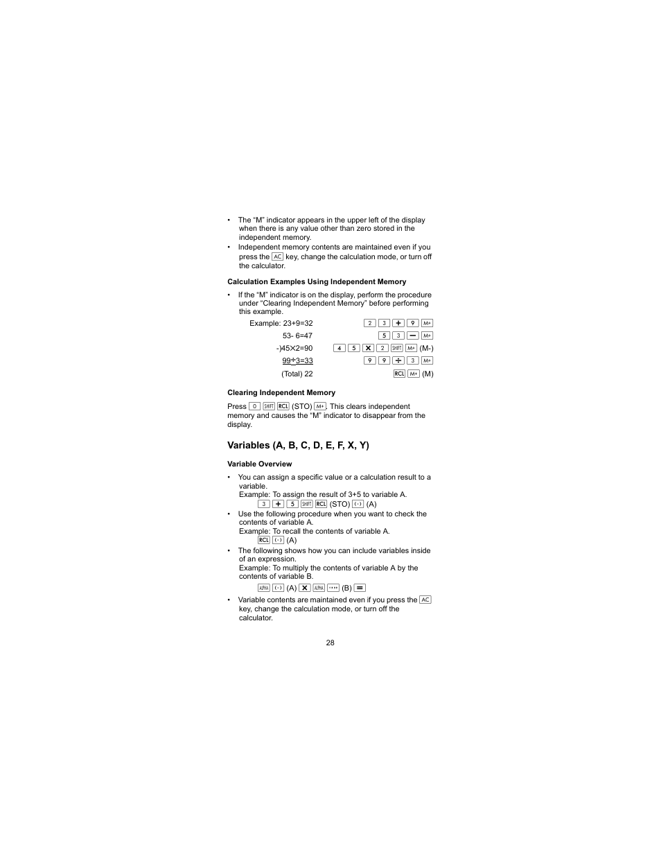 Variables (a, b, c, d, e, f, x, y) | HP 300s Scientific Calculator User Manual | Page 34 / 95