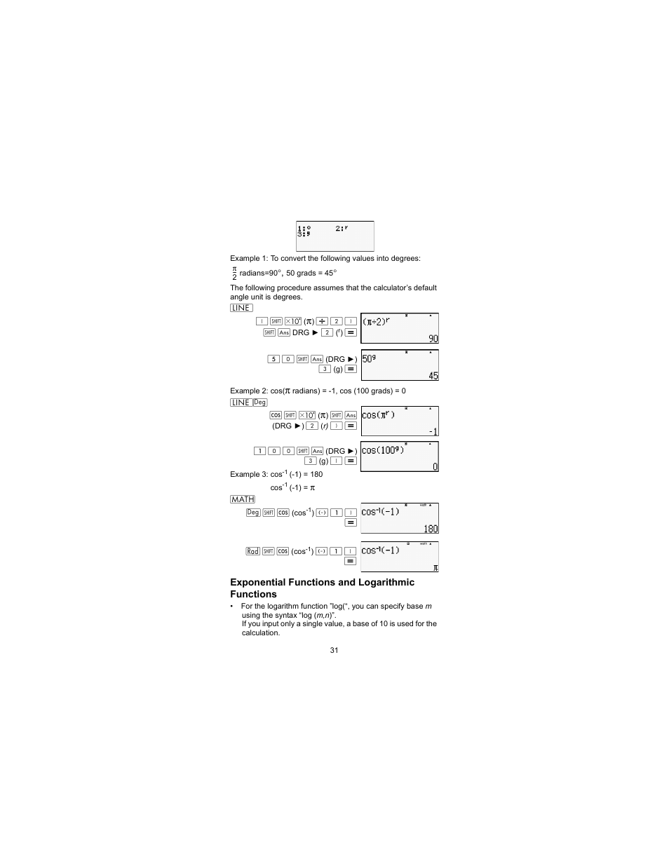 Exponential functions and logarithmic functions | HP 300s Scientific Calculator User Manual | Page 37 / 95