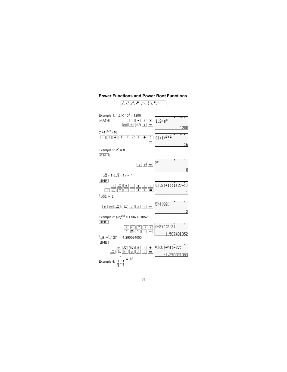 Power functions and power root functions | HP 300s Scientific Calculator User Manual | Page 39 / 95