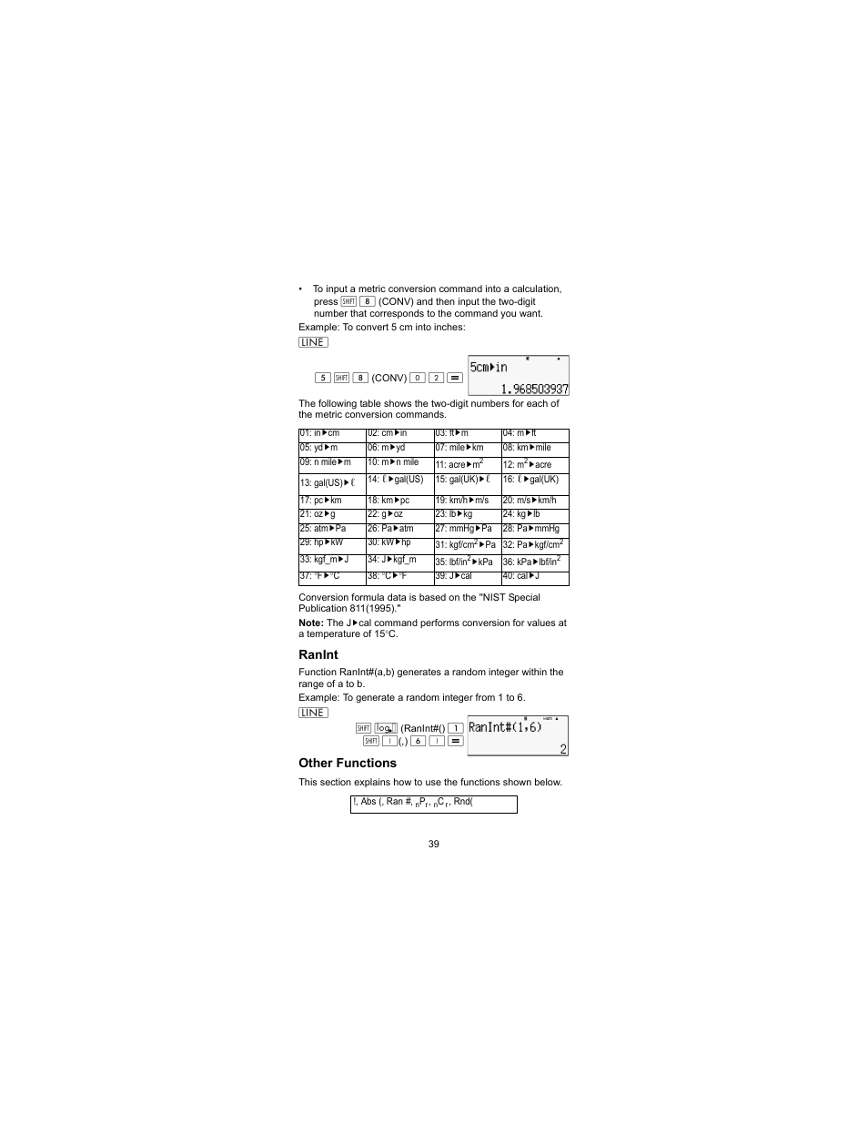 Ranint other functions, Ranint, Other functions | HP 300s Scientific Calculator User Manual | Page 45 / 95