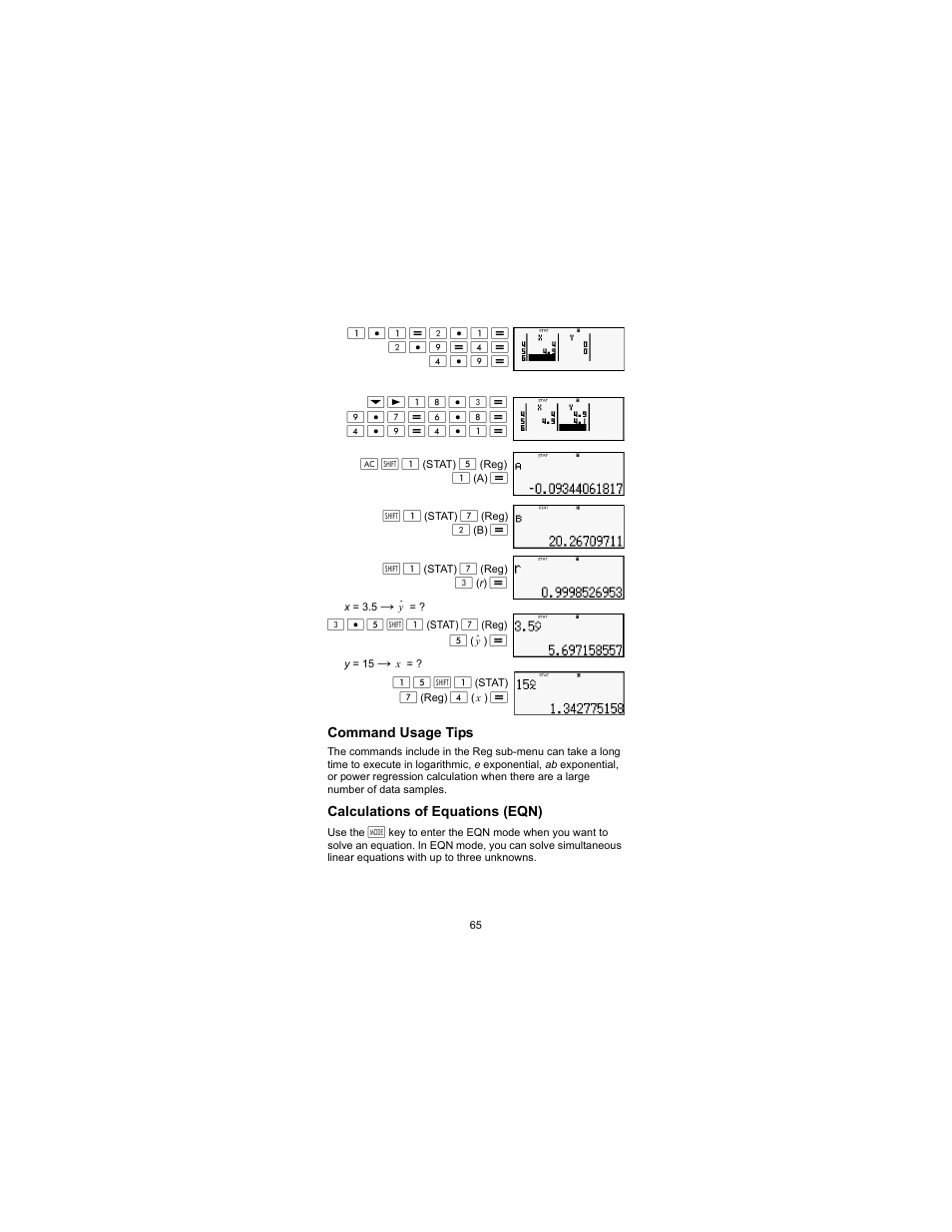 Command usage tips calculations of equations (eqn) | HP 300s Scientific Calculator User Manual | Page 71 / 95