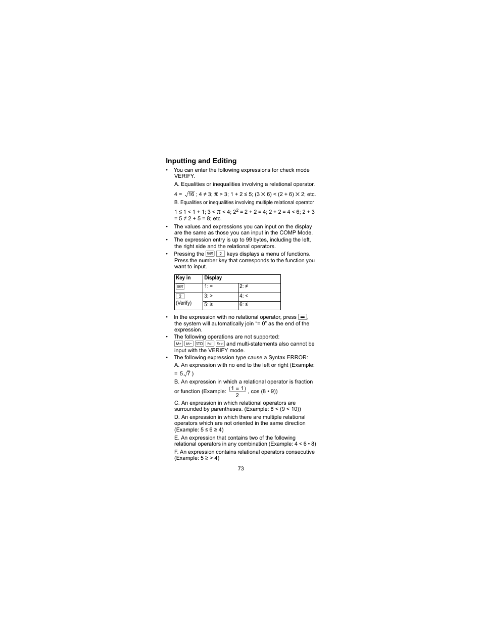 Inputting and editing | HP 300s Scientific Calculator User Manual | Page 79 / 95