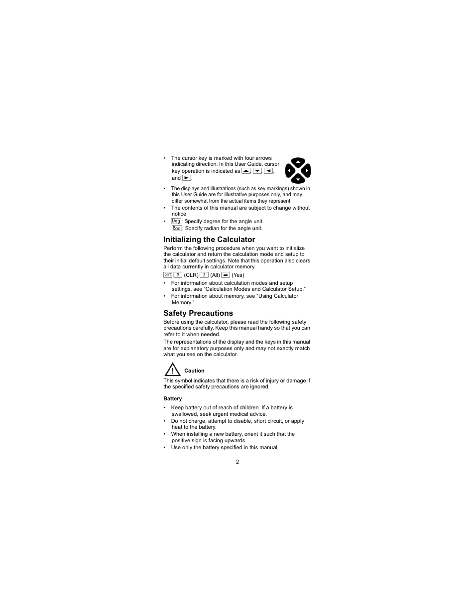 Initializing the calculator safety precautions, Initializing the calculator, Safety precautions | HP 300s Scientific Calculator User Manual | Page 8 / 95